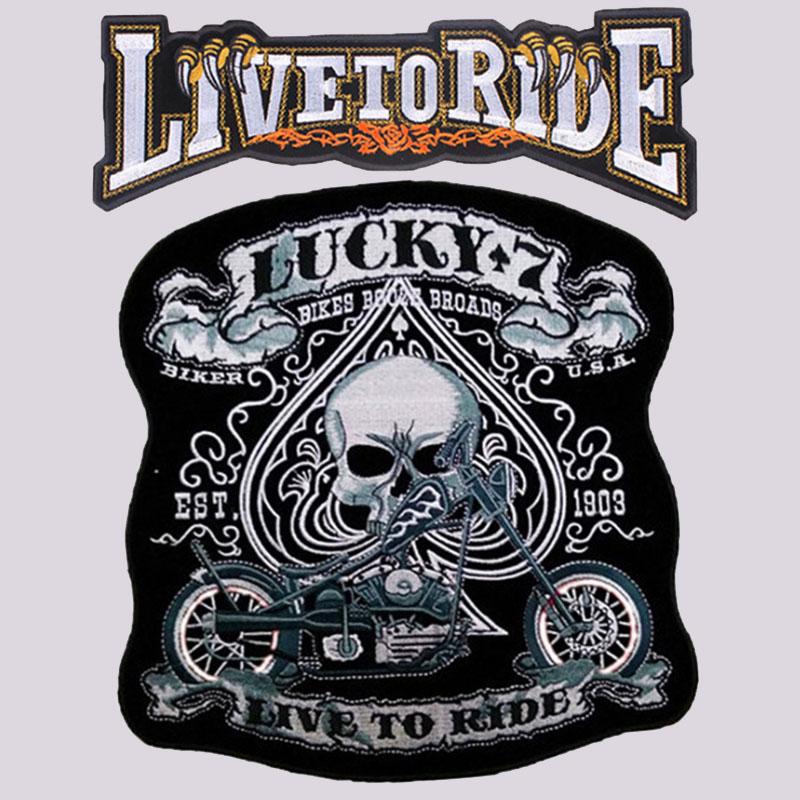 

Патч Череп Мотоцикл Байкер Большой Пришивной Термотрансферная Печать Виниловые Патчи Наклейка для Одежды Куртки DIY Аппликации Моющиеся Патчи