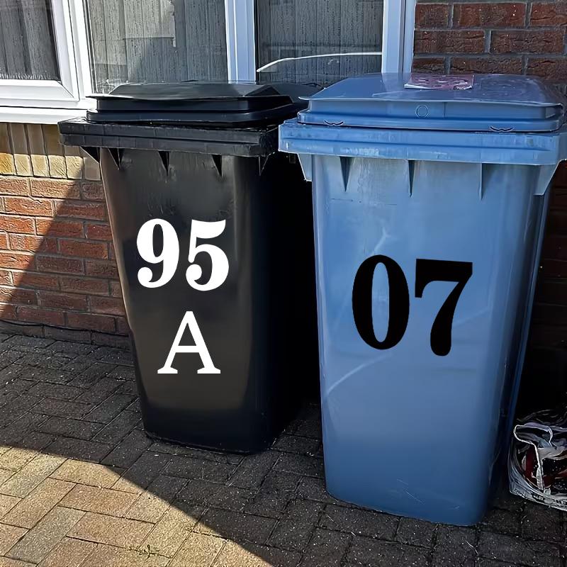 Wheelie Bin Stickers Self-Adhesive Trash Can Labels Pvc Number 0-9 Letters A-G Stickers Garage Car Bins Stickers Weatherproof