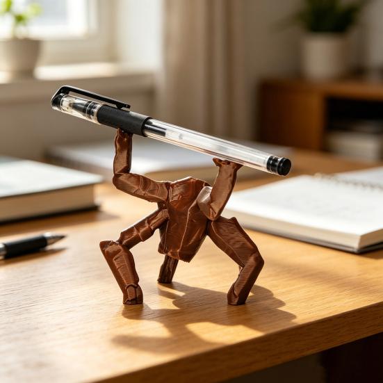 3D Printed Pen Holder Funny Alien Figure Desk Organizer for Pencils Pens Unique Sci-Fi