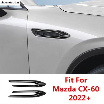Cache-Décoration Panneau Large Feuille Sortie d'Air AC de Carrosserie Latérale Garniture Accessoires ABS Noir Pour Mazda CX-60 - 2025