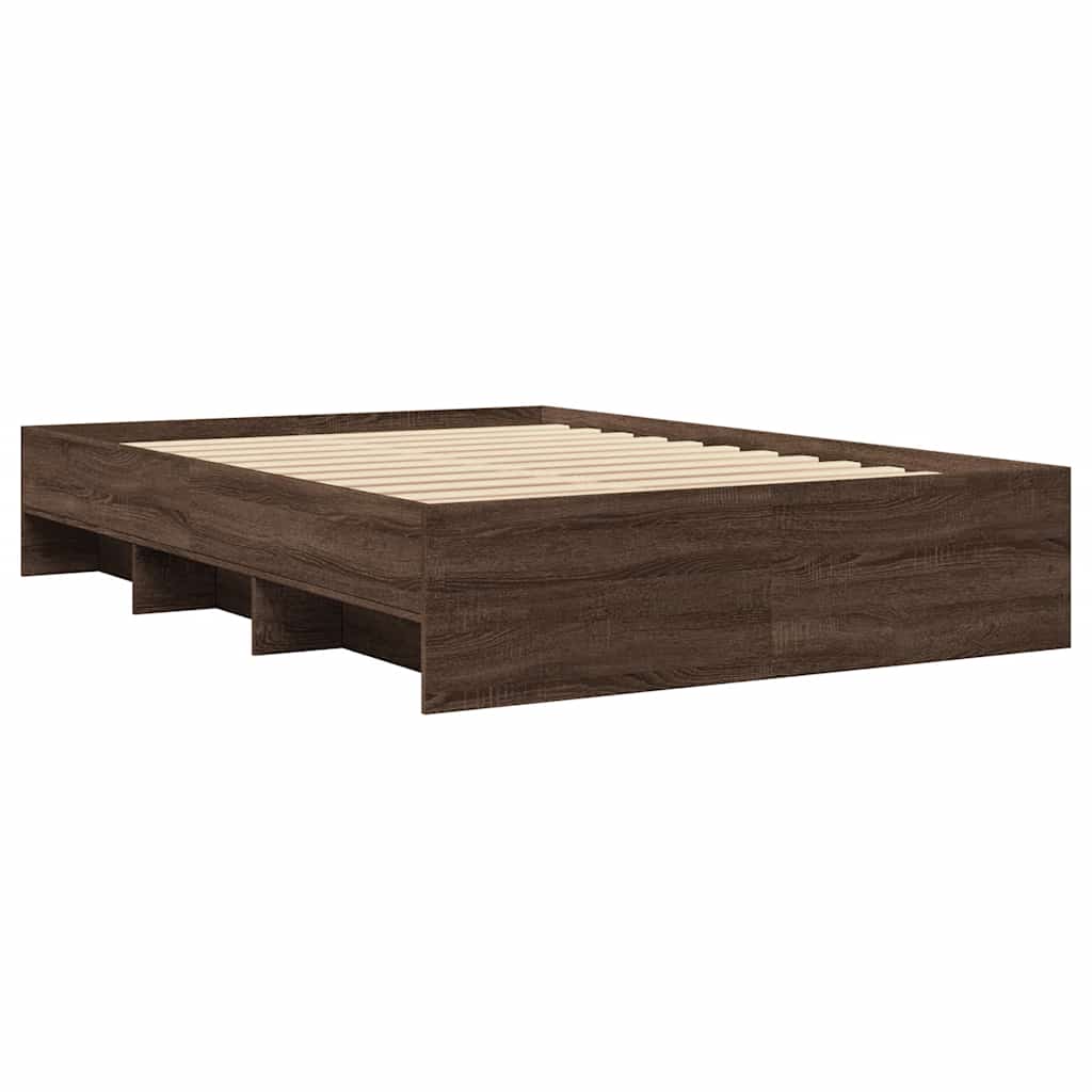 Bed Frame Without Mattress Brown Oak Look 120 X 200 Cm Engineered Wood