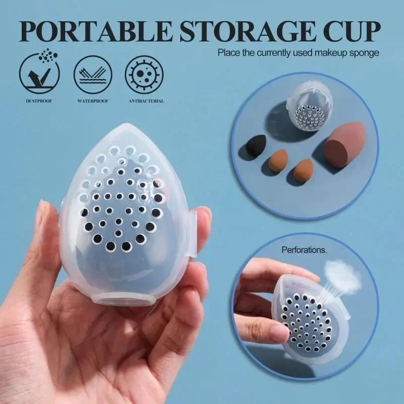 1PC Travel Cosmetic Sponge Box New Portable Pink and White Egg Plastic Box Powder Sponge Cosmetic Cosmetic Organizer