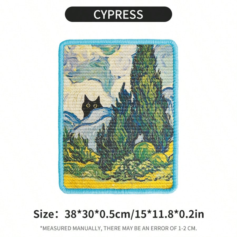 New Jute Painting Cat Scratching Board, Starry Sky Cat Painting Scratching Pad, Durable Cat Toy