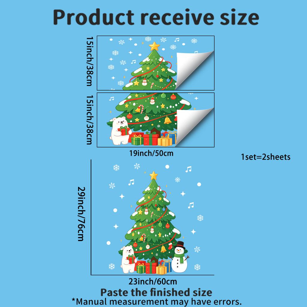 Sticker Cartoon Christmas Tree Static Window Sticker - Safe for Use on Living Room Windows Without Damaging Glass.