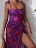 Women's Fashion Beach Vacation Lace-up One-piece Swimsuit Lace-up Sexy Beach Group Gauze Skirt Two-piece Set