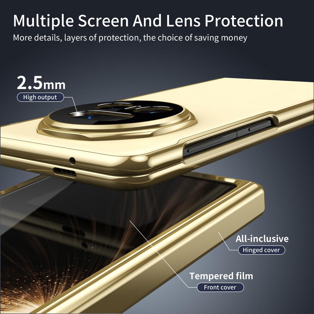 AG Frosted Backplate Vacuum Plated Bezel Spring Hinge Glass Protector Case For Honor Magic V5 MAGIC V3 Camera Protection Cover