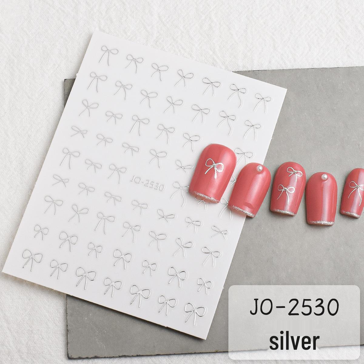 Bowknot 3D Nail Stickers - Black, White, Gold, Silver Decals