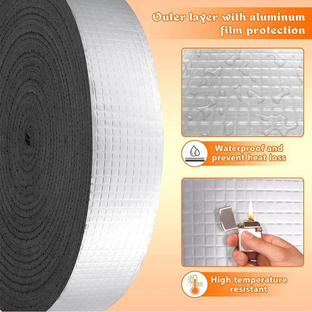 2 roll Pipe Insulation Wrap for Cold Hot Water Pipes, Reduce Heat Loss