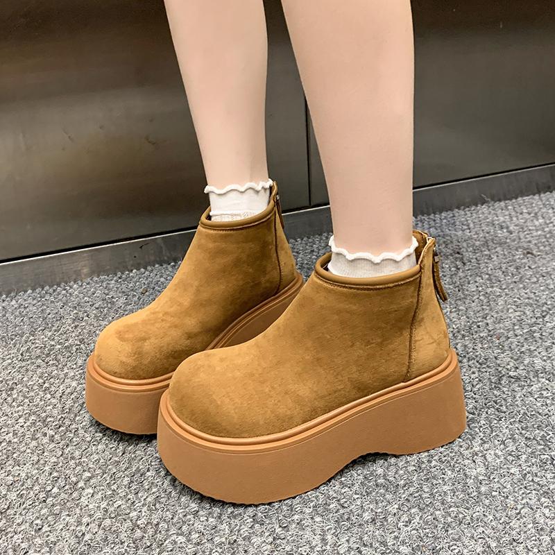 Fashion Winter Platform Thick Bottom Women Ankle Boots Height Increase Women's Shoes Female  Round Toe Zippers Short Booties