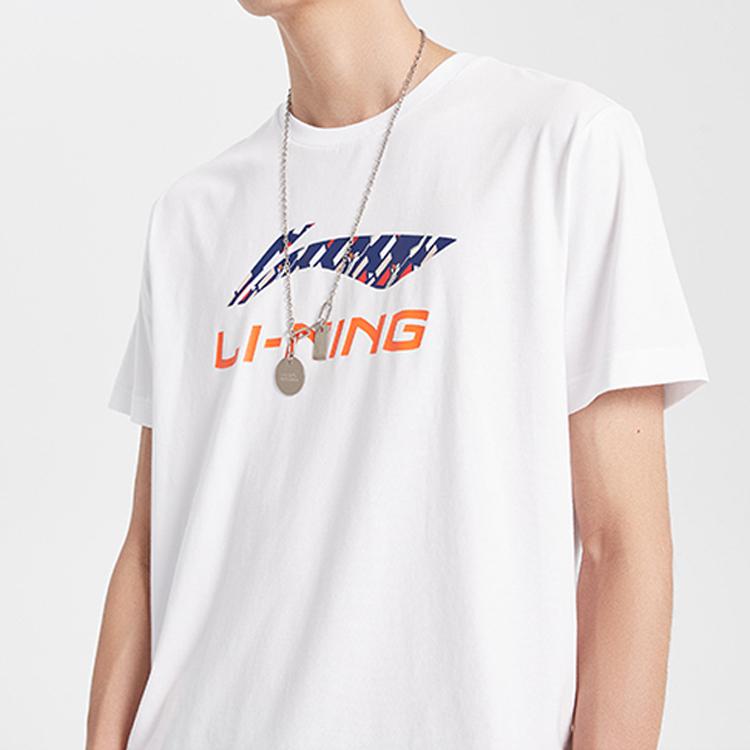Li Ning Sports Fashion Series Letter Print Short Sleeve T-Shirt Men Tops White AHSQ451-1