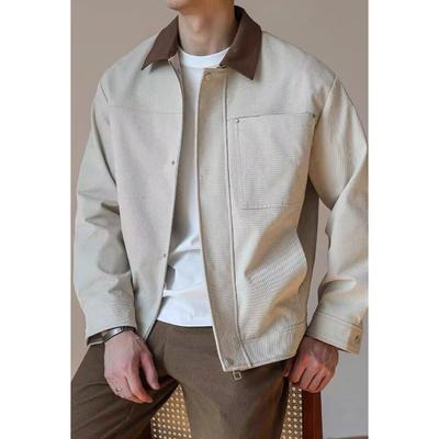 Cross-border Color Block Retro Business Casual Men's Lapel Jacket - Autumn 2025