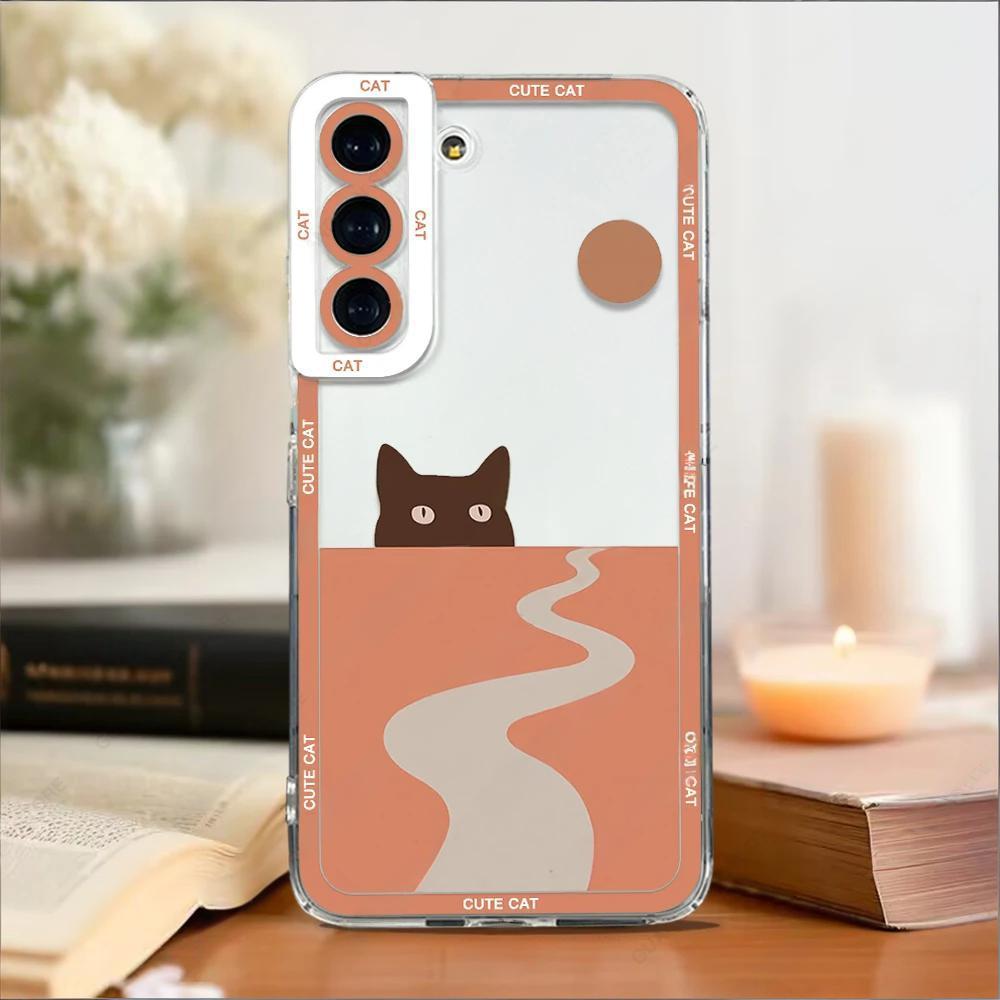 

Cut Cartoon Cat Phone Case For Samsung Galaxy S26 S23 S24 S22 S25 Ultra Plus Shockproof Cover For Galaxy S25+ S24+ S23+ Fundas Galaxy S24
