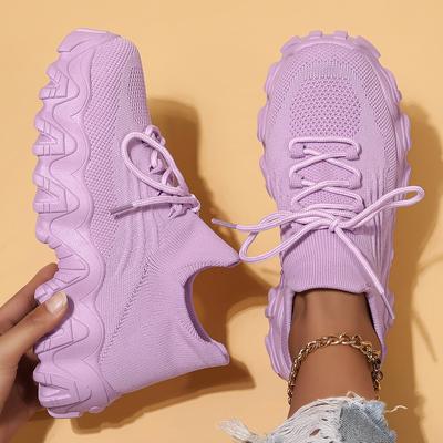 Women Comfortable Soft Sole Sneakers Breathable Knitting Flats Woman Lightweight Slip-on Loafers Non-Slip Running Sports Shoes
