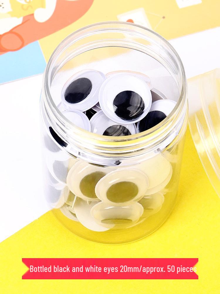 Handmade Self-Adhesive Googly Eyes with Eyelashes - Black, White & Colored Movable Plastic Eyes for DIY Projects