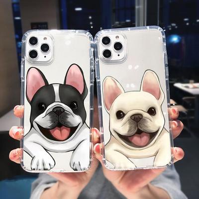 Süßer Tier Mops Hund Französische Bulldogge Stoßfeste Handyhülle für IPhone 11 12 13 14 Pro XS Max X XR Paar BFF Freunde Hülle Coque