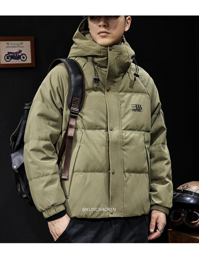 Men's 2025 Thick Warm Hooded Down Jacket - Windproof, Trendy Autumn/Winter Outerwear, Plus Size Available.