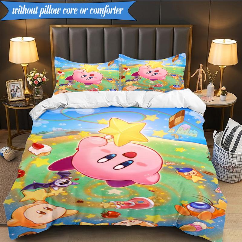 Rosa Pika Muster 3-teiliges K-Pop Musikgruppen Bettwäsche-Set, Ideal für Schlafzimmer, Wohnheim, Enthält Bettbezug und 2 Kissenbezüge, Fan-Geschenke