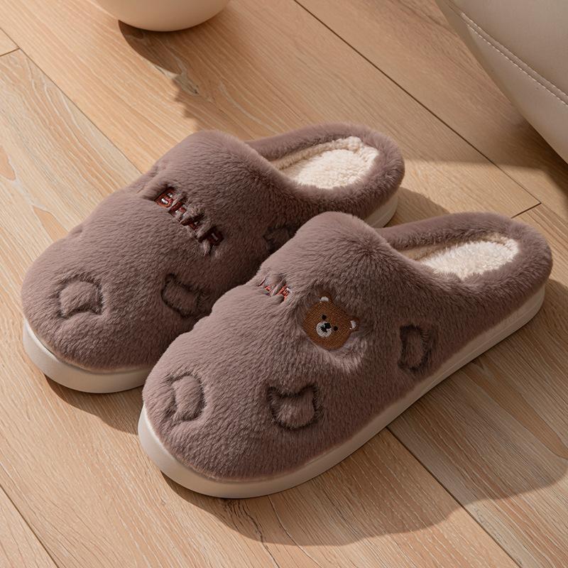 Cotton slippers men's women's autumn and winter new indoor home thick bottom non-slip warm plush silent slippers