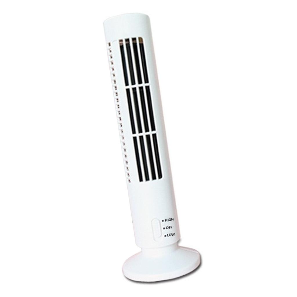 USB Tower Fan 2 Speeds Powerful Wind Oscillating Bladeless Cooling Fan for Office Desk Home White