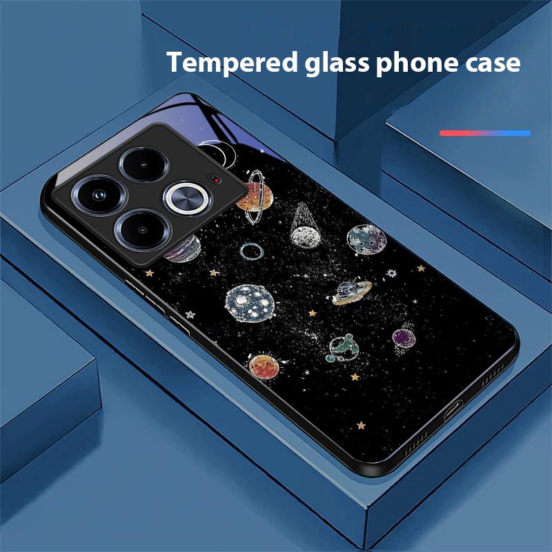 Astronaut Planet For Infinix Note 40 4G 30i 12 G96 Smart 8 Hot 9 Play 10 11S 12 20i 50 Pro Plus 5G Tempered Glass Phone Case