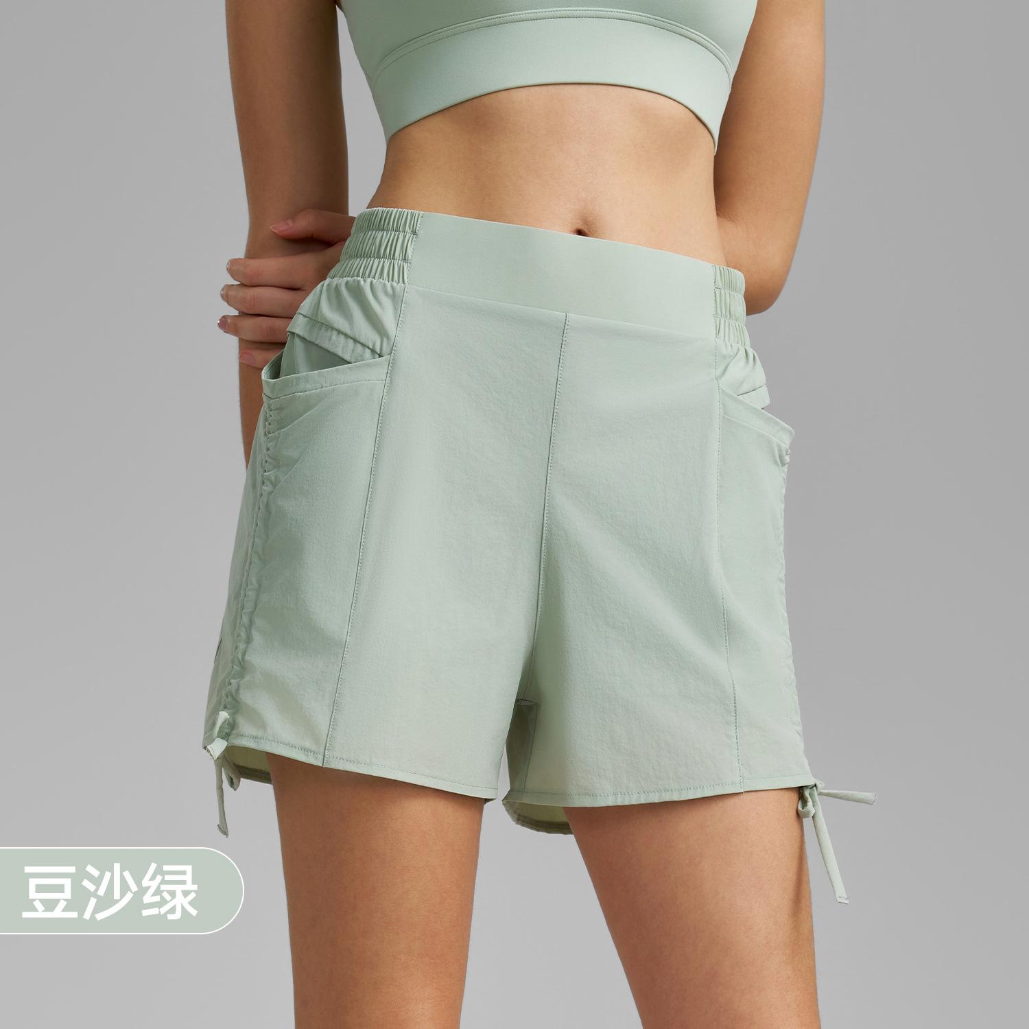 

Sports shorts thin quick-drying 2025 new anti-light pleated cycling pants big pocket fitness pants women S