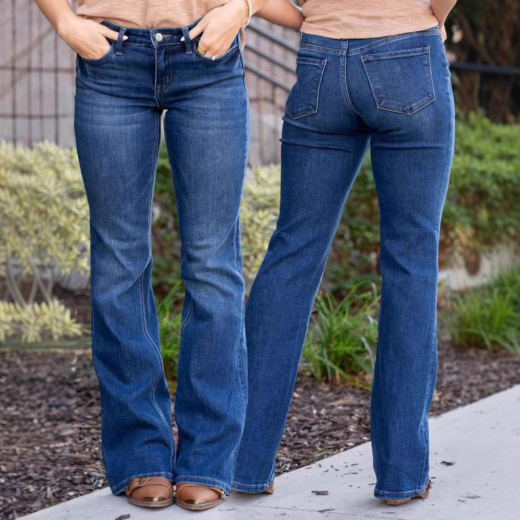 

Women s Retro Punk Bell Bottom Jeans M синий