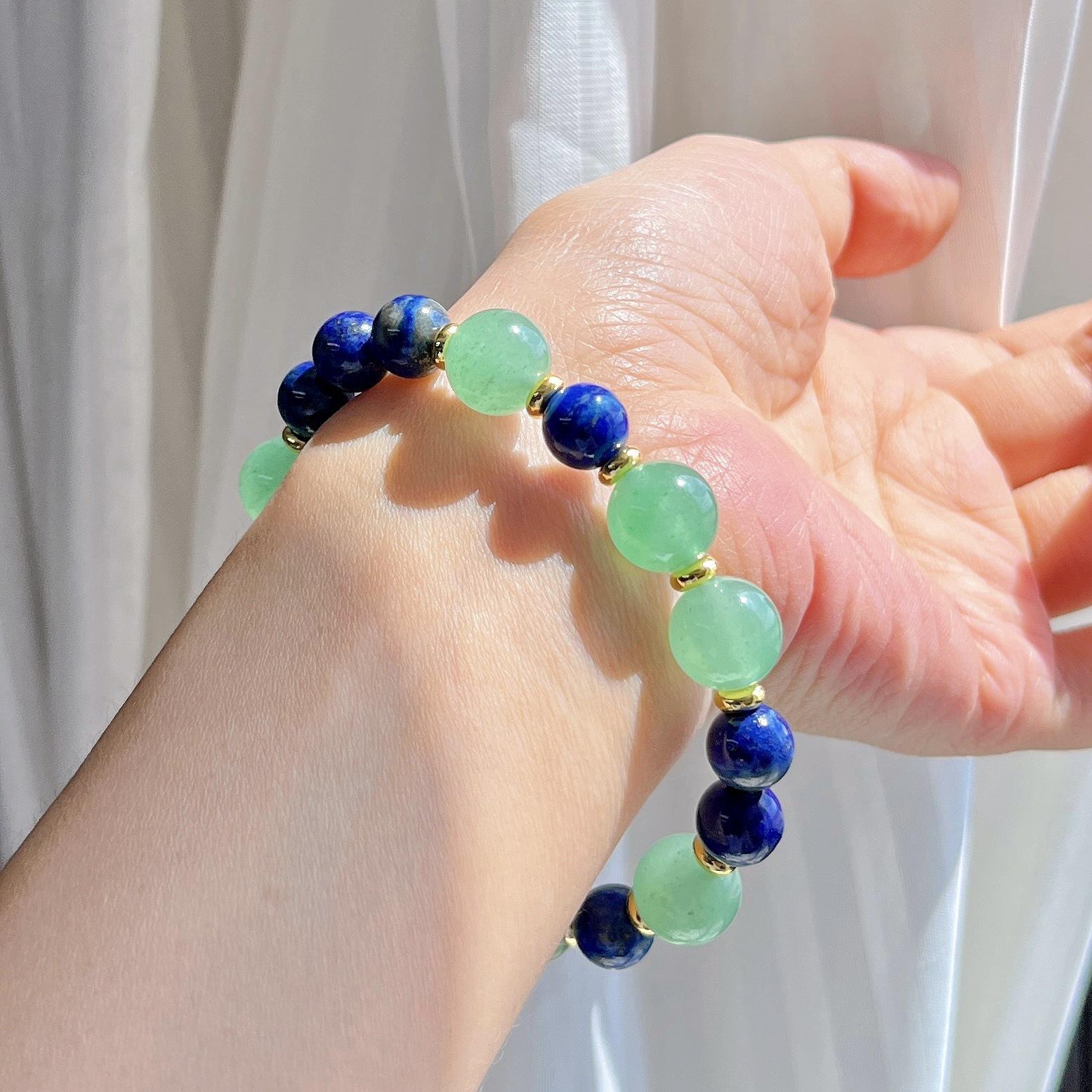 10Mm Aventurine Natural Lapis Lazuli Design Bracelet