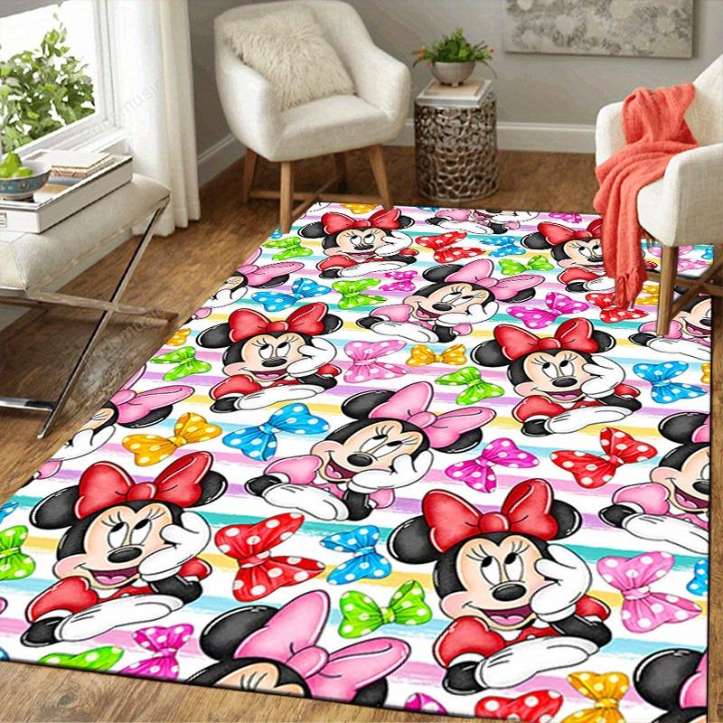 1 alfombra de área de Mickey y Minnie, alfombrilla antideslizante para suelo, diseño de personaje de dibujos animados, terciopelo suave, decoración de habitación, lavable
