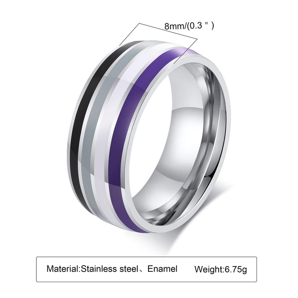 Quanshi 8mm Pierścionek z biżuterią z kolorową flagą PR-033