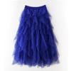 Manufacturer, Elastic Waist Fashionable Versatile and Thin Mesh Stitching Irregular Medium and Long Skirt
