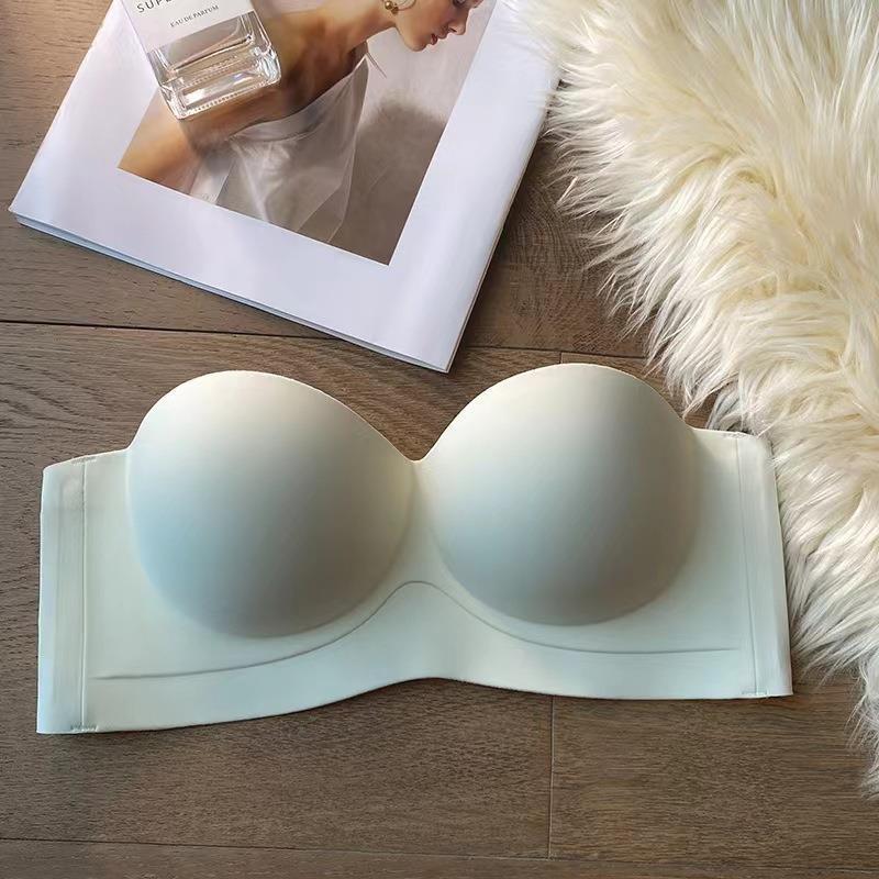 Strapless Underwear Women's Non-slip Half Cup Small Breasts Gather and Adjust the Bra To Show Large Anti-sagging Seamless Underwear Bra