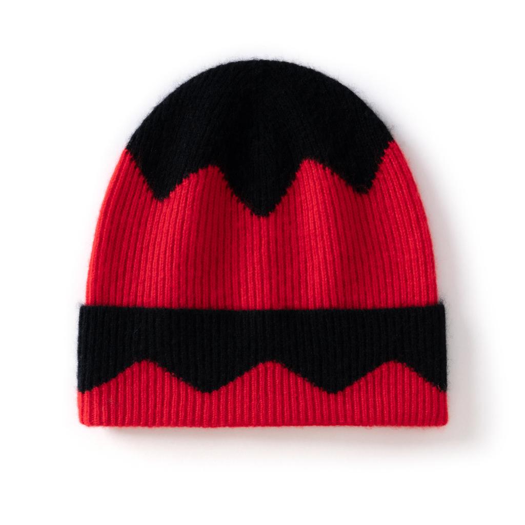 New 100% Cashmere Beanie Hat Women High Quality Warm Winter Knit Hat Fashion Wave Knit Solid Casual Cap