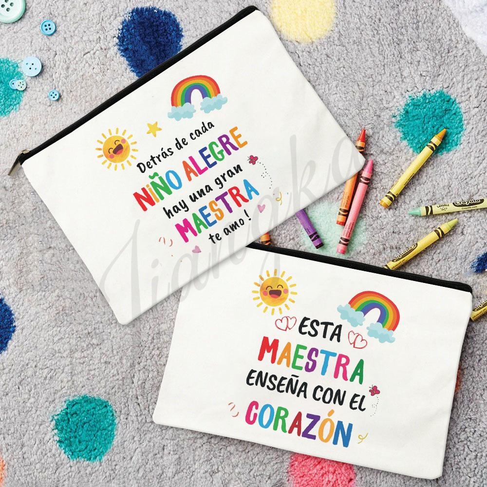 Behind Every Happy Child There Is A Great Teacher Printed Pencil Bag Feamle Makeup Bag Travel Toiletries Bags Gift for Teachers