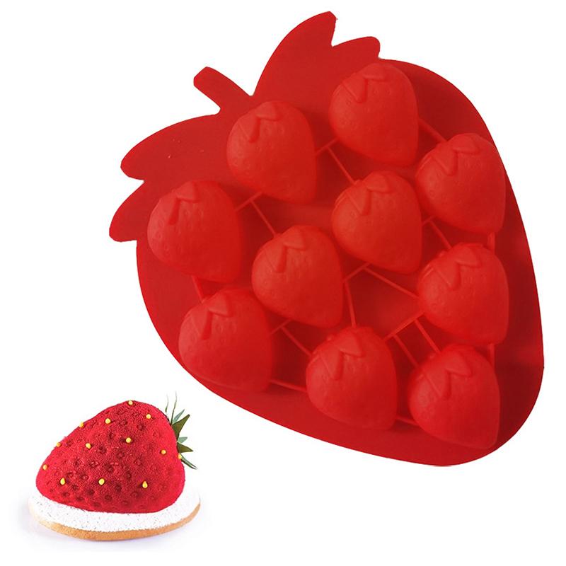 Strawberry Ice Cube Tray Strawberry Silicone Moulds For Chocolate Candy Cake Cupcake Soap Baking Jello Cookie Wax Crayon Melts