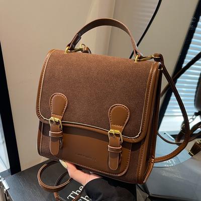 Retro Fashion Contrasting Color Backpack Women'S Trend Handbag Student Casual Women'S Bag