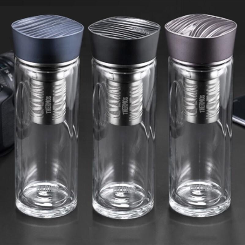 Thermos TCGB-400-D Double-Layer Glass Cup with Tea Infuser