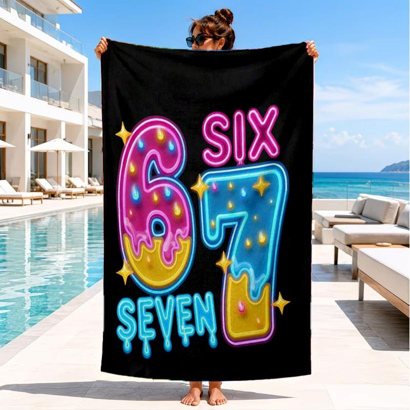 Royal Hands Holding Number 67 Beach Towel, Quick-drying, Easy to Care for, Suitable for Both Fitness and Beach Vacations,Sports Essential