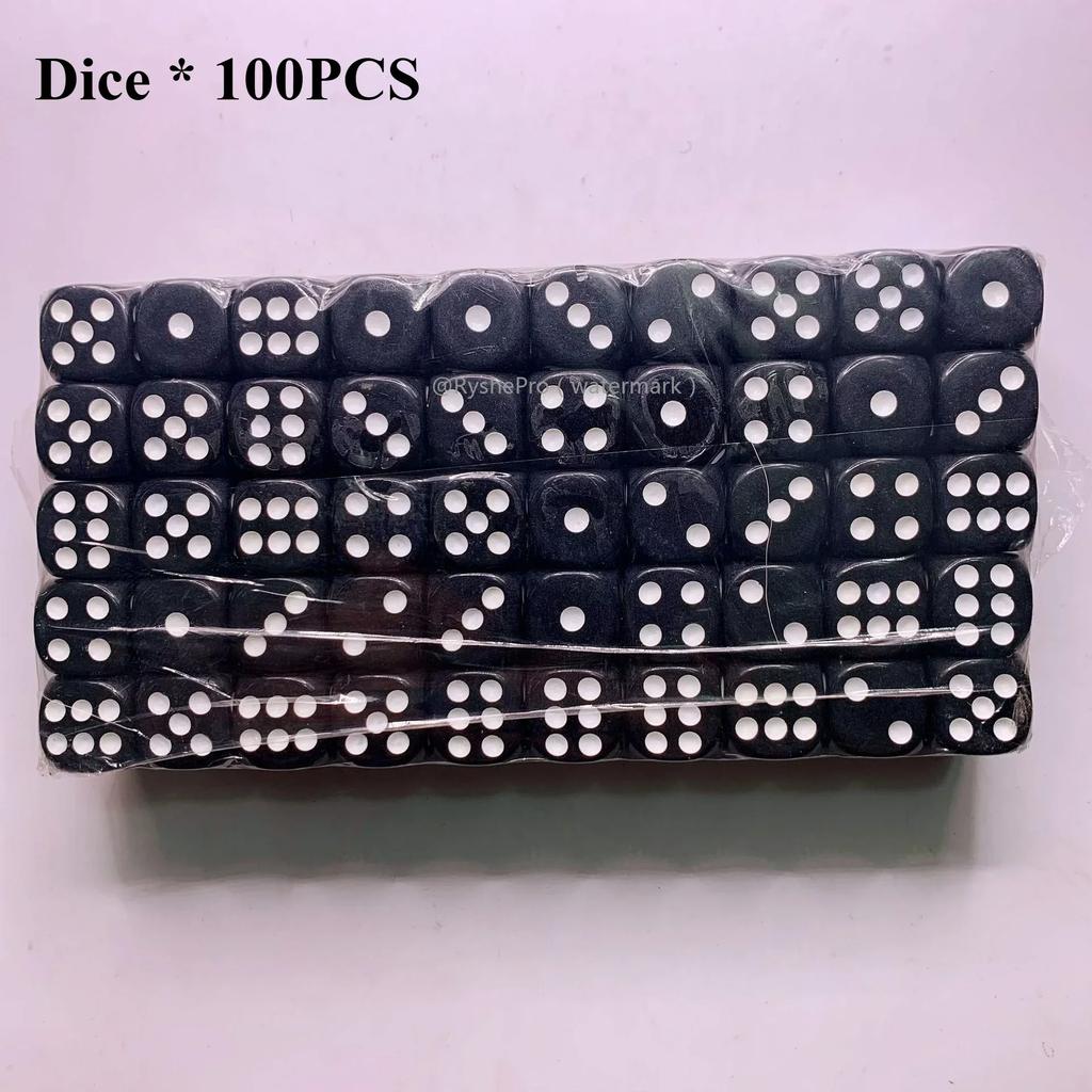 100 Pieces Colored Dices 14mm 6 Sided with Acrylic Material Standard Game Dice Set for Board Games Parties Classroom Math Dice