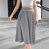 Frühling Sommer Damen Grau Elastischer Bund A-Linie Fließender Midi-Rock