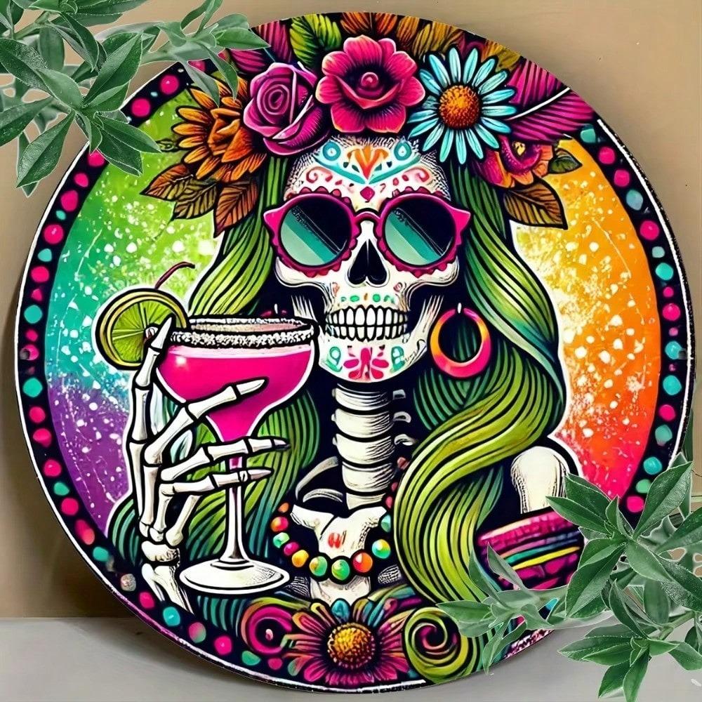 Mexican Skull Tin Sign Metal Wall Art Home Decor Vintage Aluminum Poster