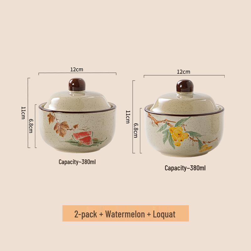 Chinese Retro Ceramic Single-Serve Stew and Soup Pot with Lid
