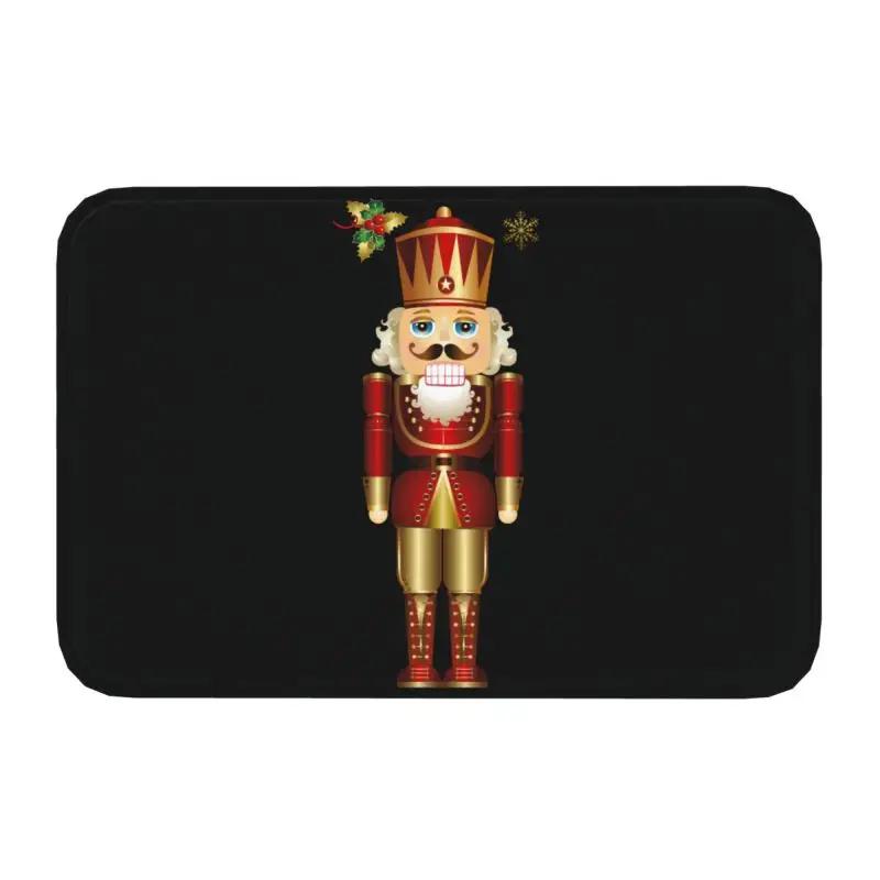 Nutcracker Doll Floor Door Kitchen Bath Mats Anti-Slip Indoor Christmas Soldier Toy Doormat Garage Entrance Rug Carpet Footpad