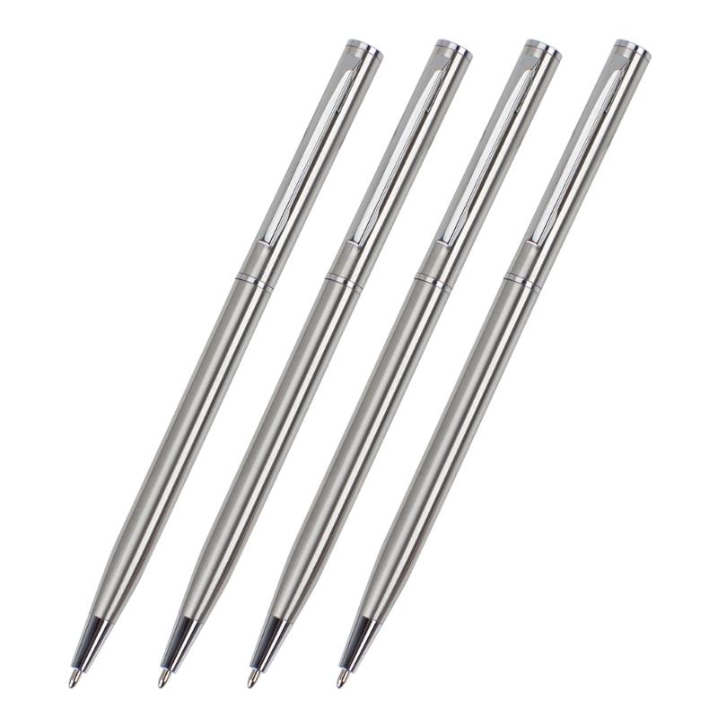 

4 шт. Металлическая шариковая ручка с поворотным механизмом и клипом, 0,7 мм, офисная ручка для подписи, ручка для подписи гостей для регистрации в отеле