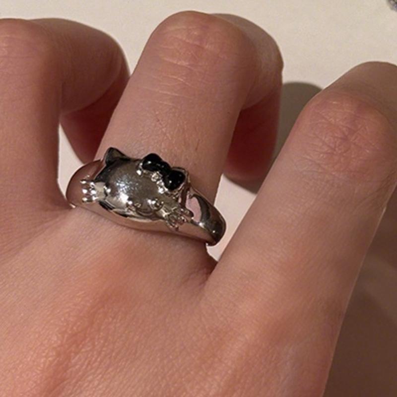 

Милое кольцо Hello Kitty для женщин, регулируемое открытое кольцо, аксессуары для ювелирных изделий с индивидуальностью, подарок