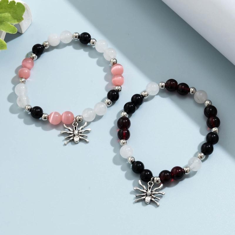 2pcs Horror Spiders Couple Bracelet Halloween Cosplay Costume Wrist Chain Trend Friendship Bangle for Daily Wear Jewelry
