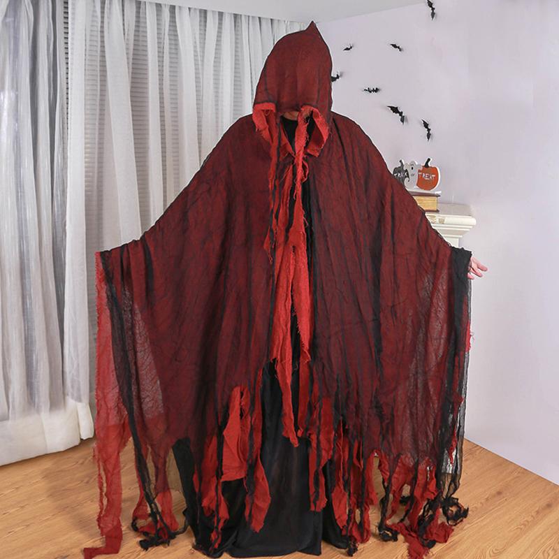 Рождественский бархатный плащ Хэллоуин Мрачный жнец длинный плащ с капюшоном Унисекс для дьявола ведьмы волшебника Рождественский косплей красный плащ Смерти One Size красный
