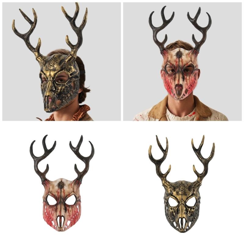Reindeer Mask Full Face Mask Masquerade Mask Antler Mask Deer Head Mask Halloween Party Mask Carnivals Mask
