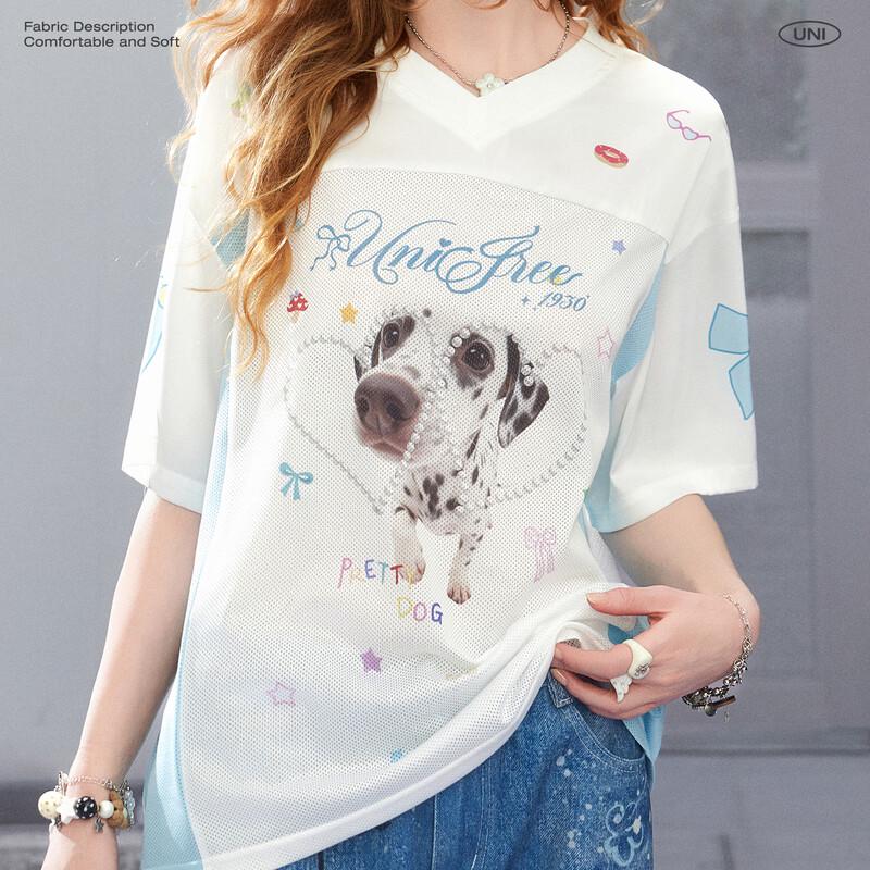 UNIFREE Animal Print V-neck T-shirt