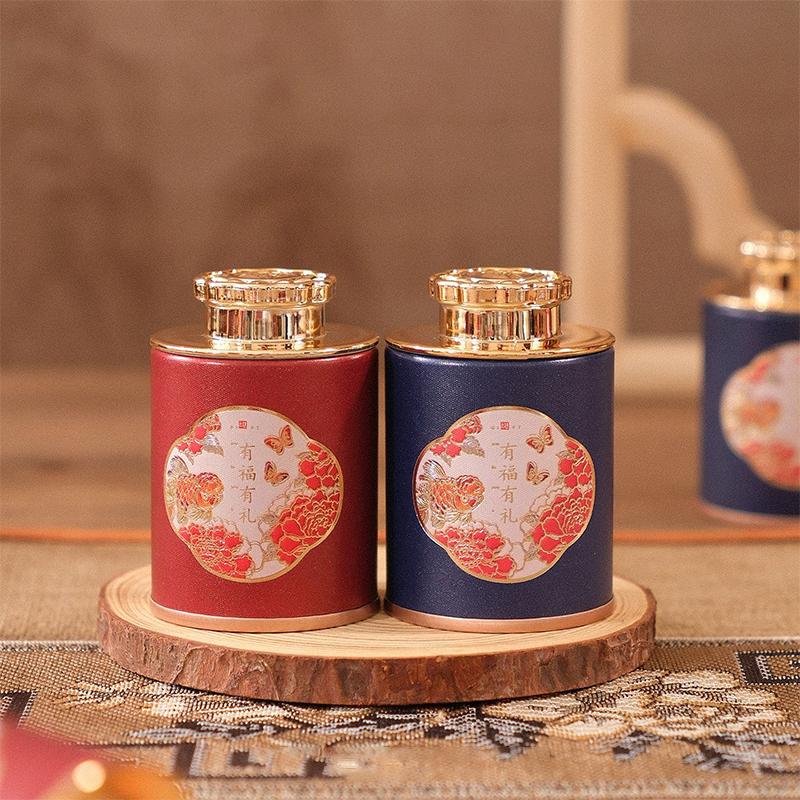 Retro Chinese Style Empty Tea Tin Can Household Tea Sealed Jar Portable Travel Small Tea Box Paper Storage Can