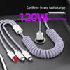 120W Fast Charging 3-in-1 Data Cable for Apple, Huawei, and Android – 6A Car Charger Compatible